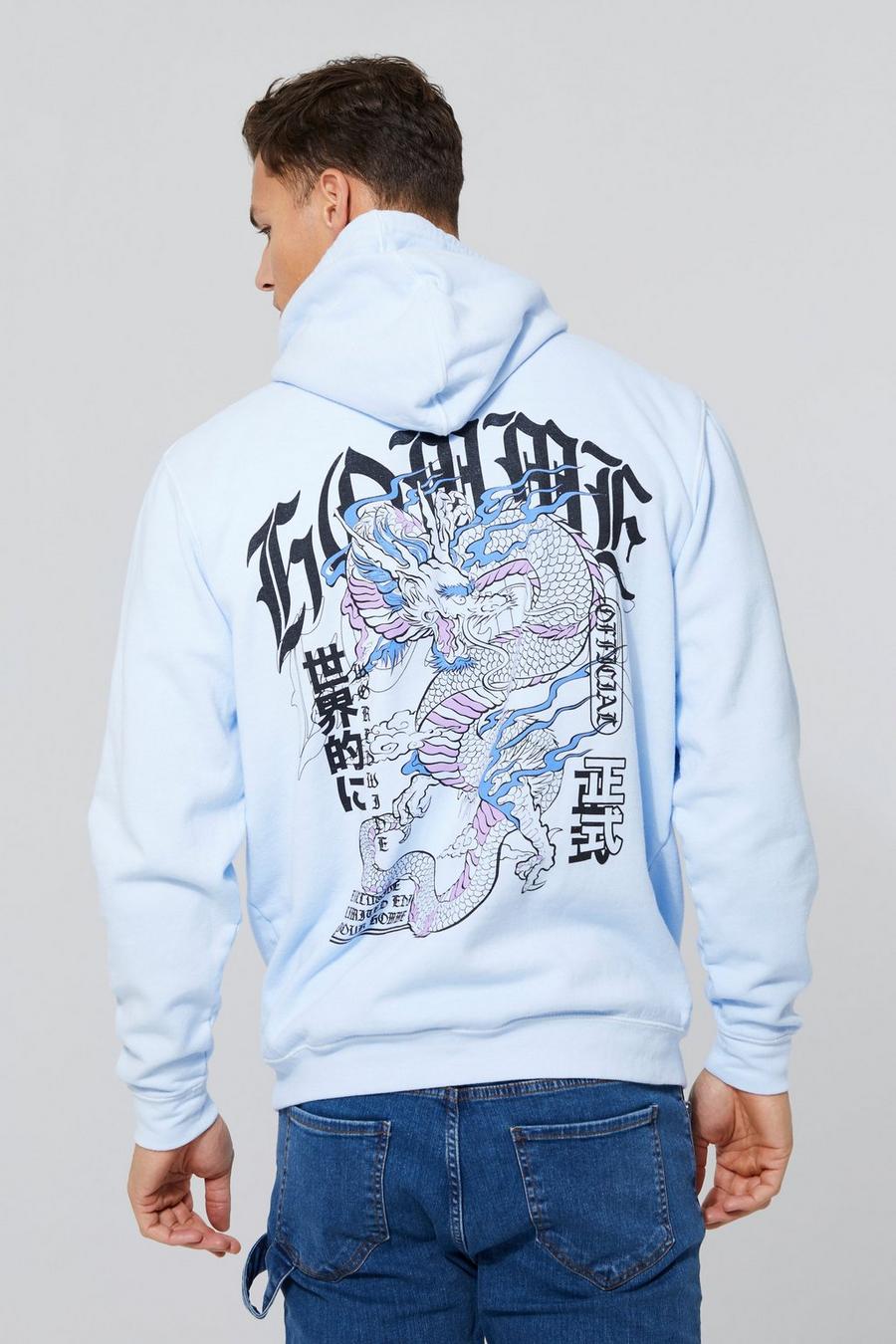 Light blue Tall Overdye Dragon Back Graphic Hoodie image number 1