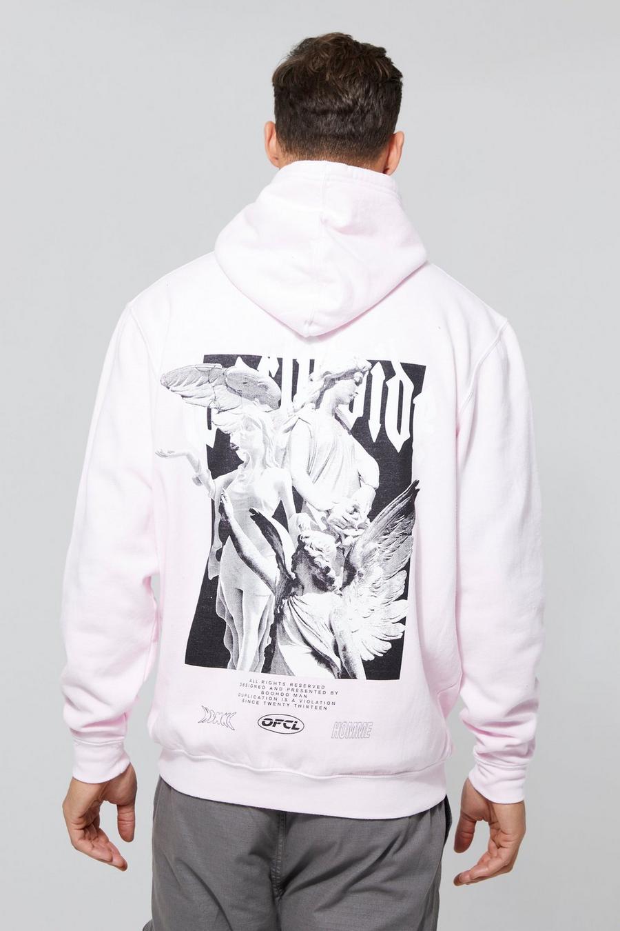 Light pink Tall Overdye Statue Back Graphic Hoodie image number 1