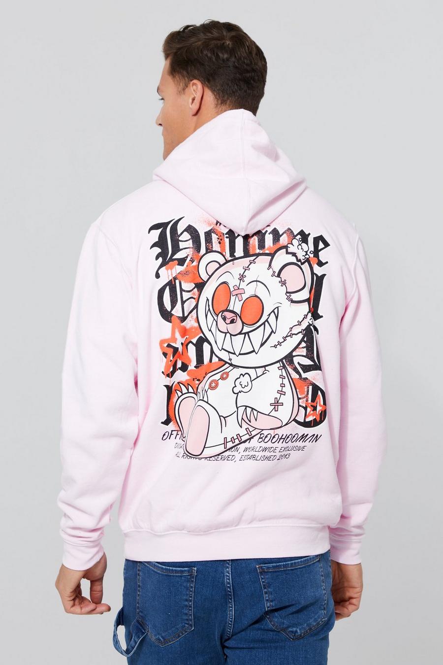 Light pink Tall Overdye Teddy Back Graphic Hoodie image number 1