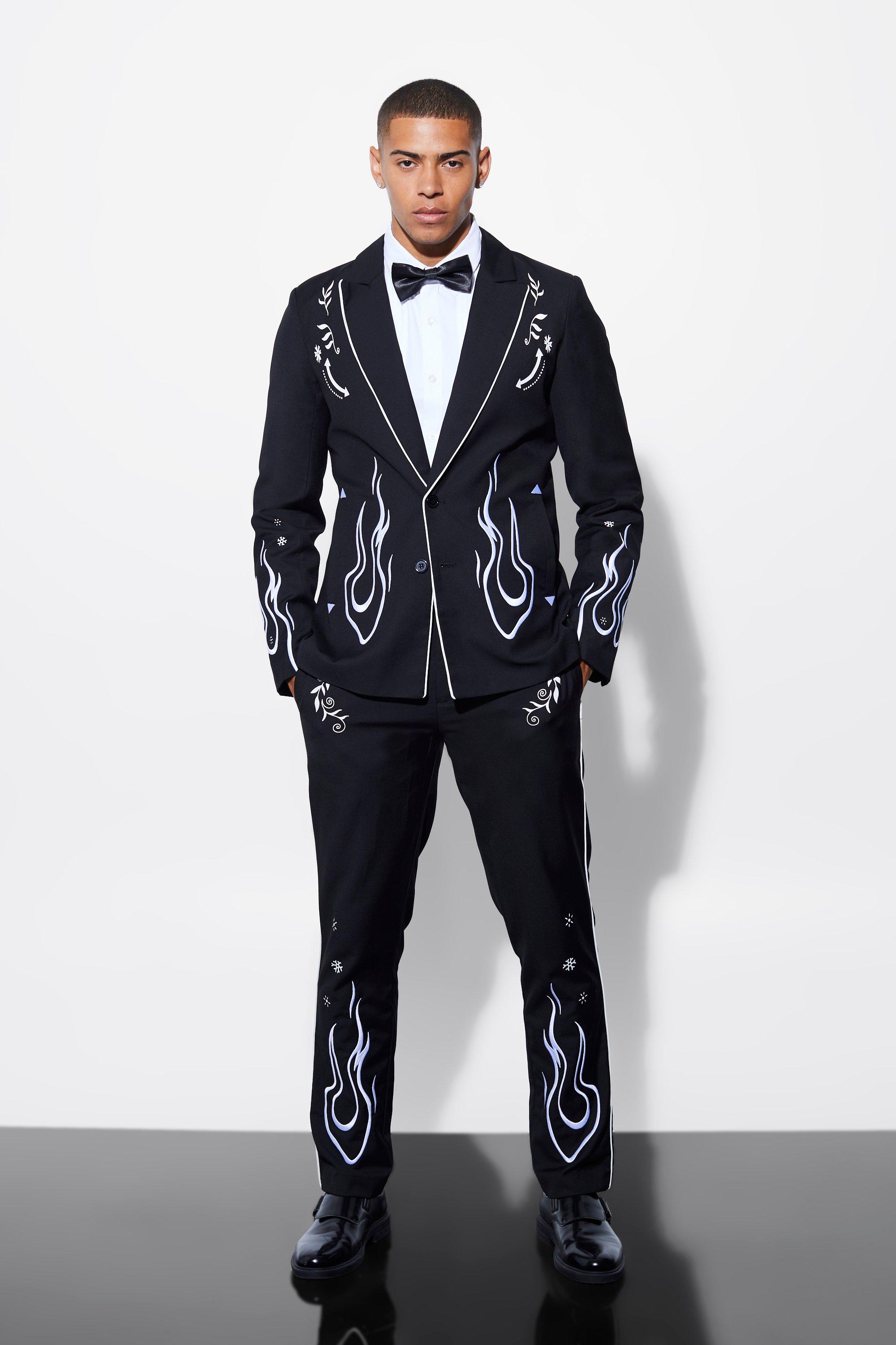 Mens embroidered 2025 suit jackets