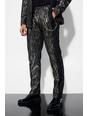 Pantaloni completo Slim Fit zebrato con catena, Bronze