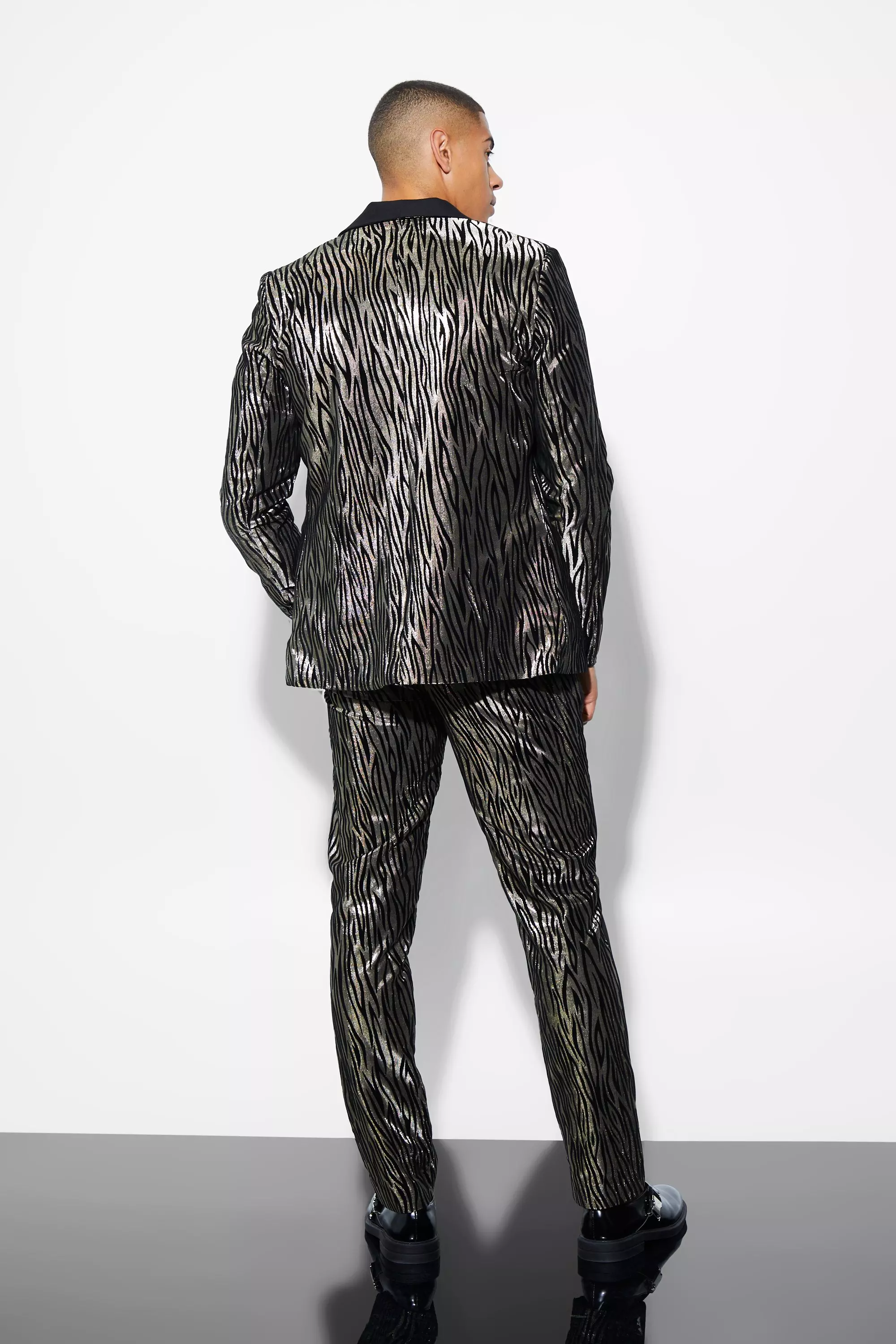 Bronze Slim Zebra Suit Trousers With Chain alternative image