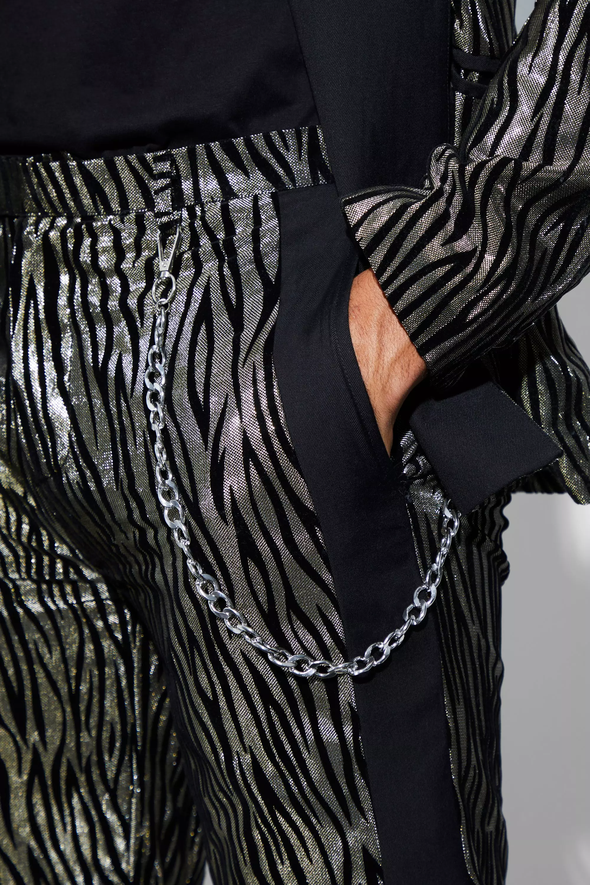 Bronze Slim Zebra Suit Trousers With Chain alternative image