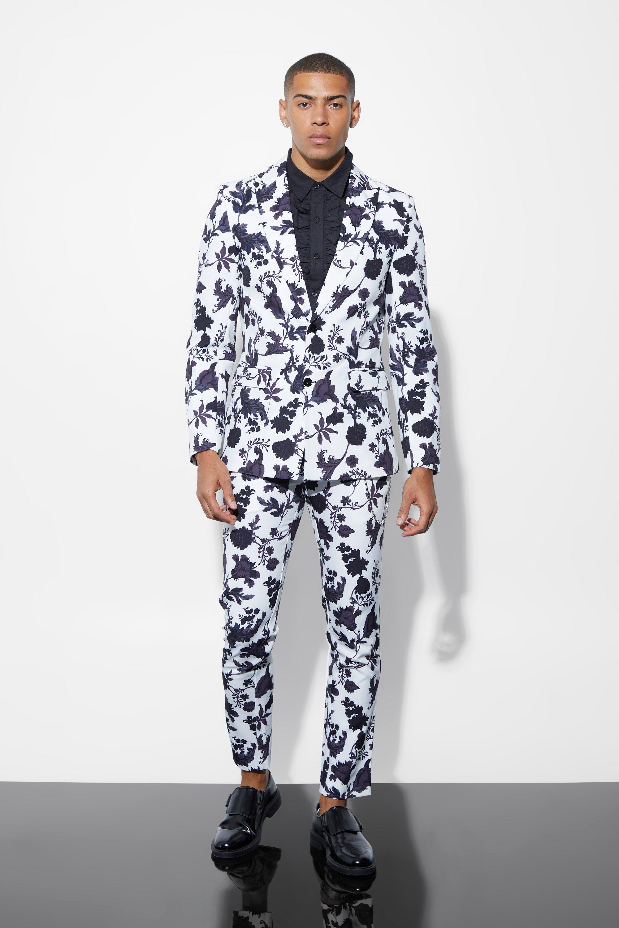 White floral tuxedo outlet jacket