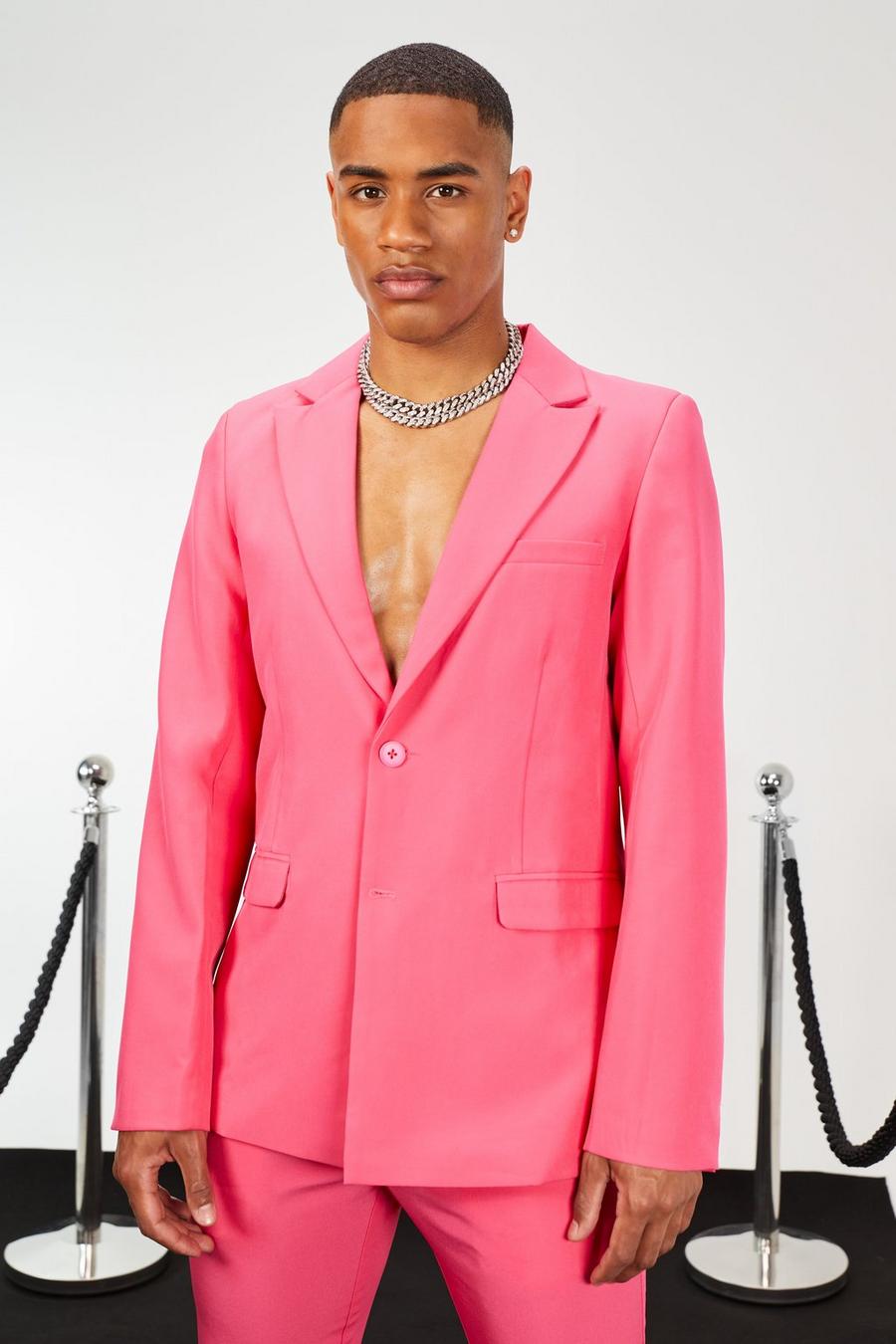 Fuchsia pink Slim Fit Single Breasted Suit Jacket