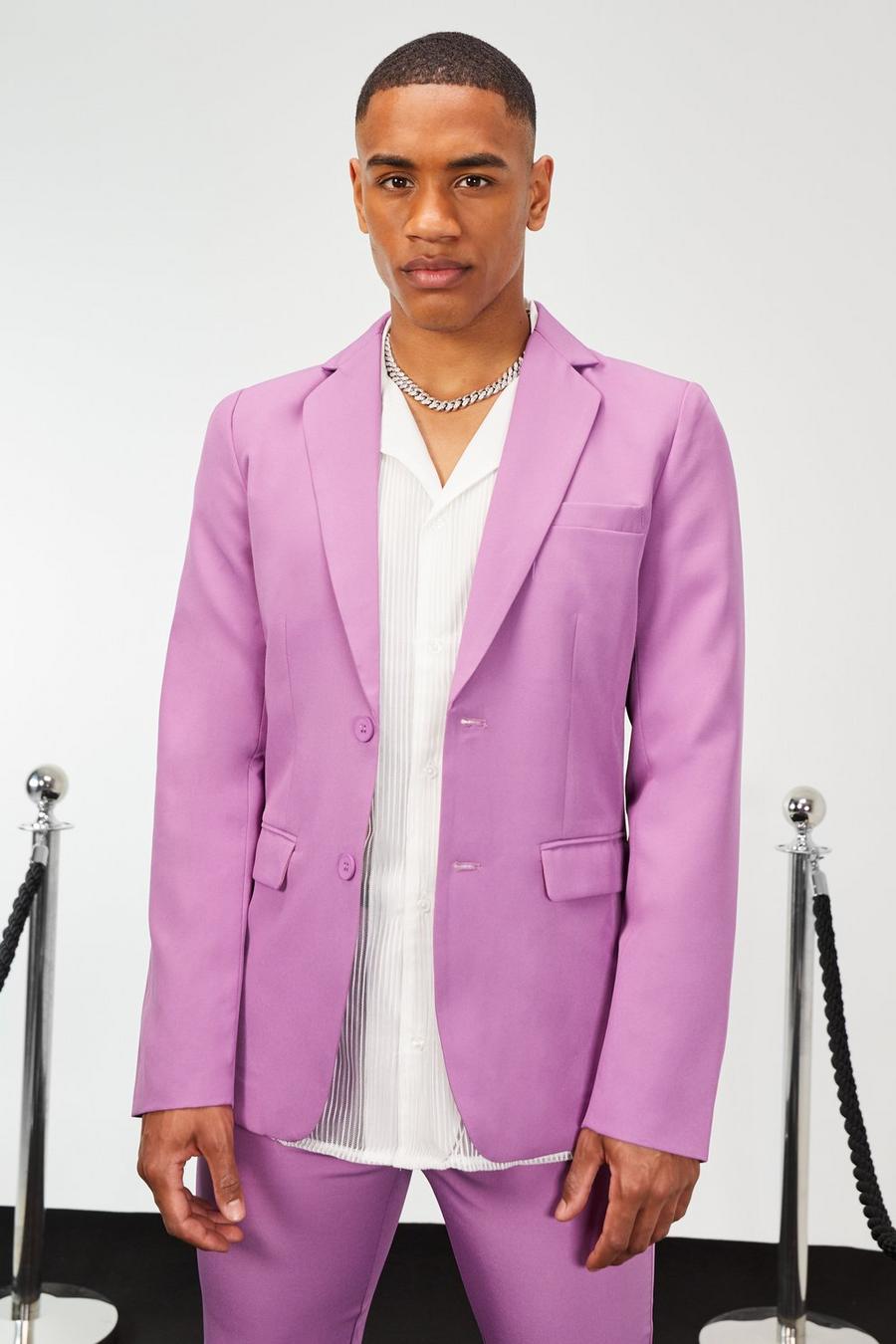 Einreihige Skinny Anzugjacke, Purple image number 1