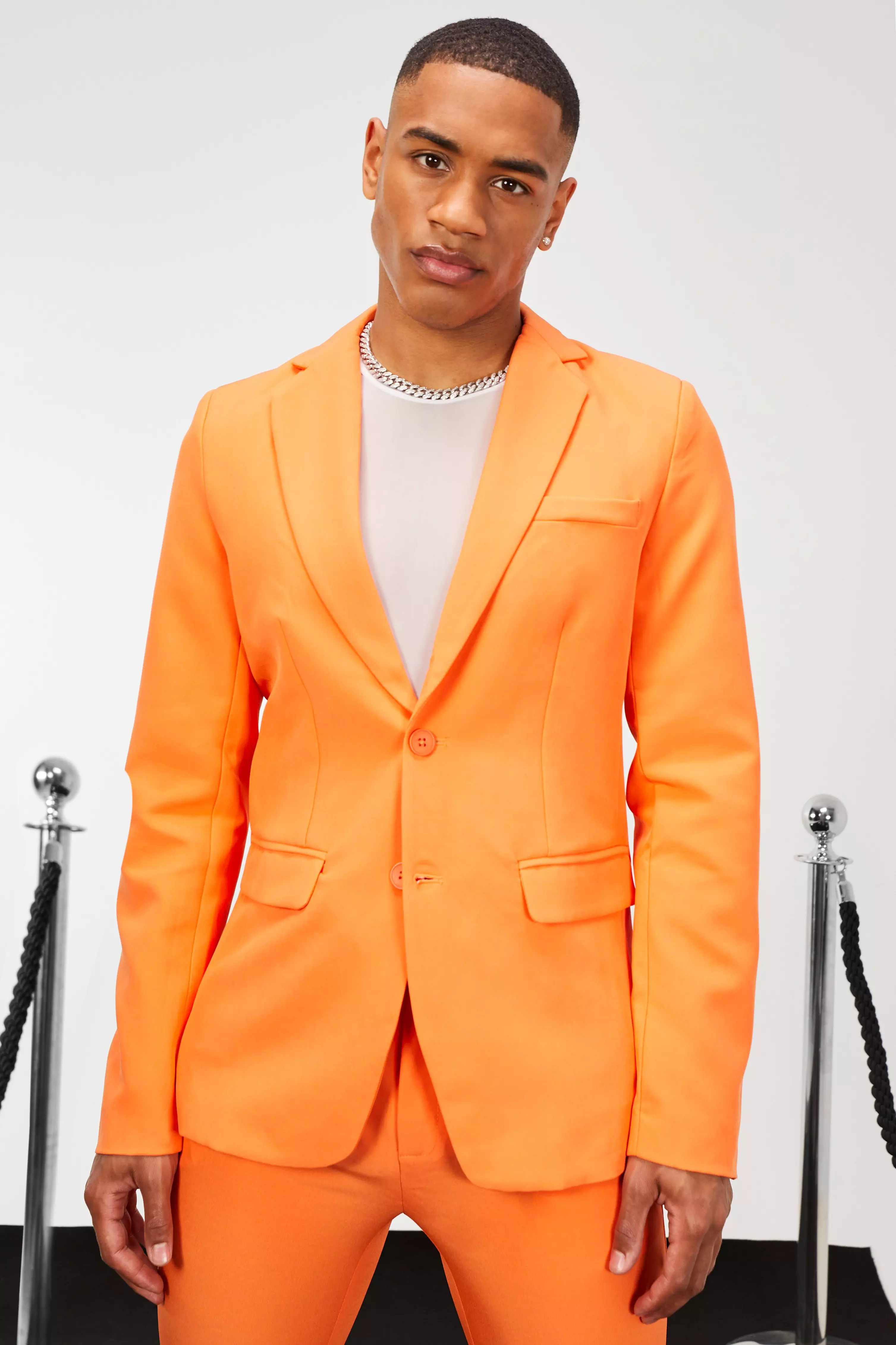 Mens orange 2025 suit jacket