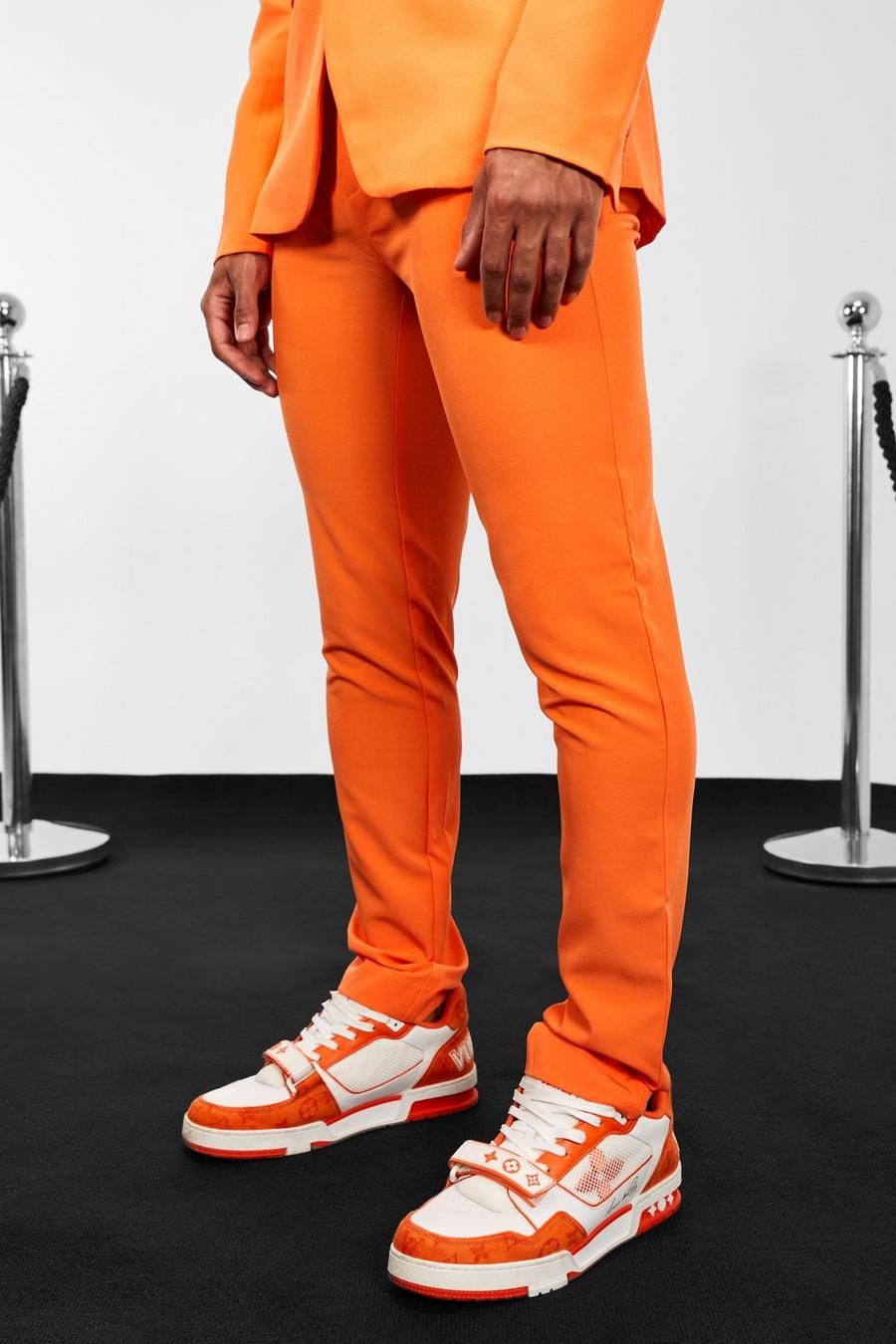 Orange Skinny Fit Suit Trousers image number 1
