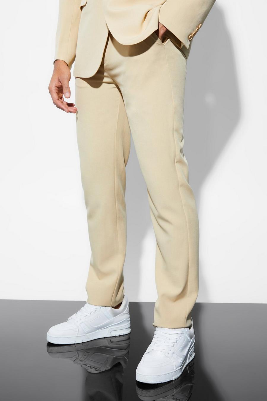 Beige Straight Leg Suit Trousers image number 1