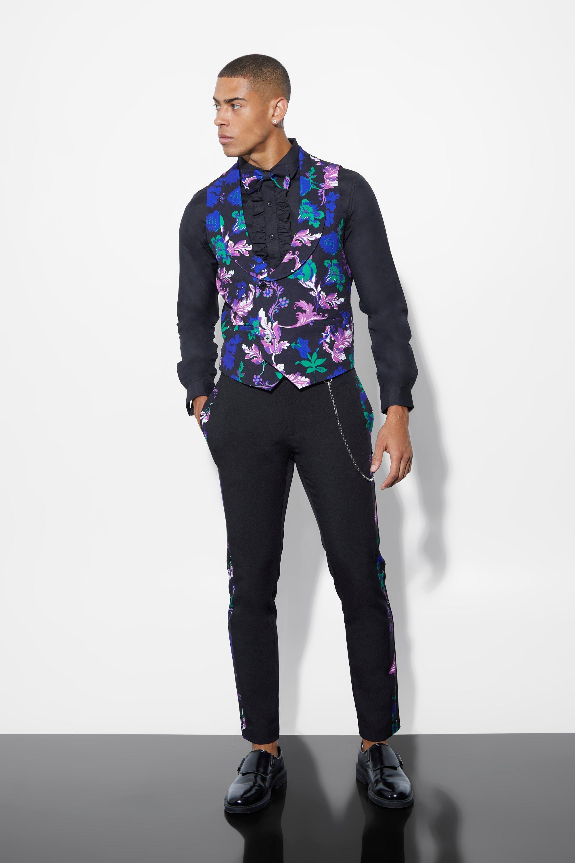 Floral hot sale waistcoat mens