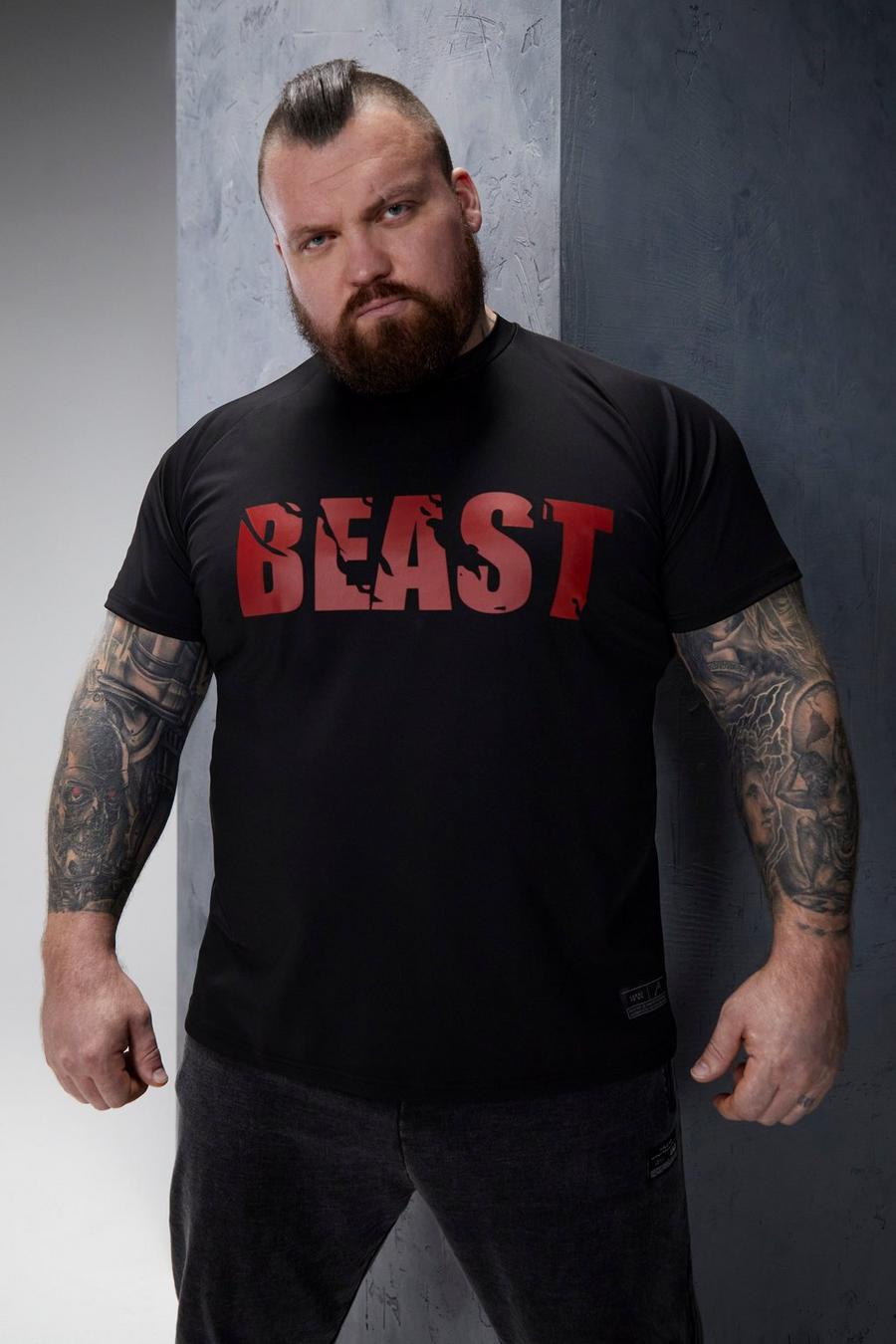 Camiseta MAN Active de ranglán resistente con estampado Beast, Black