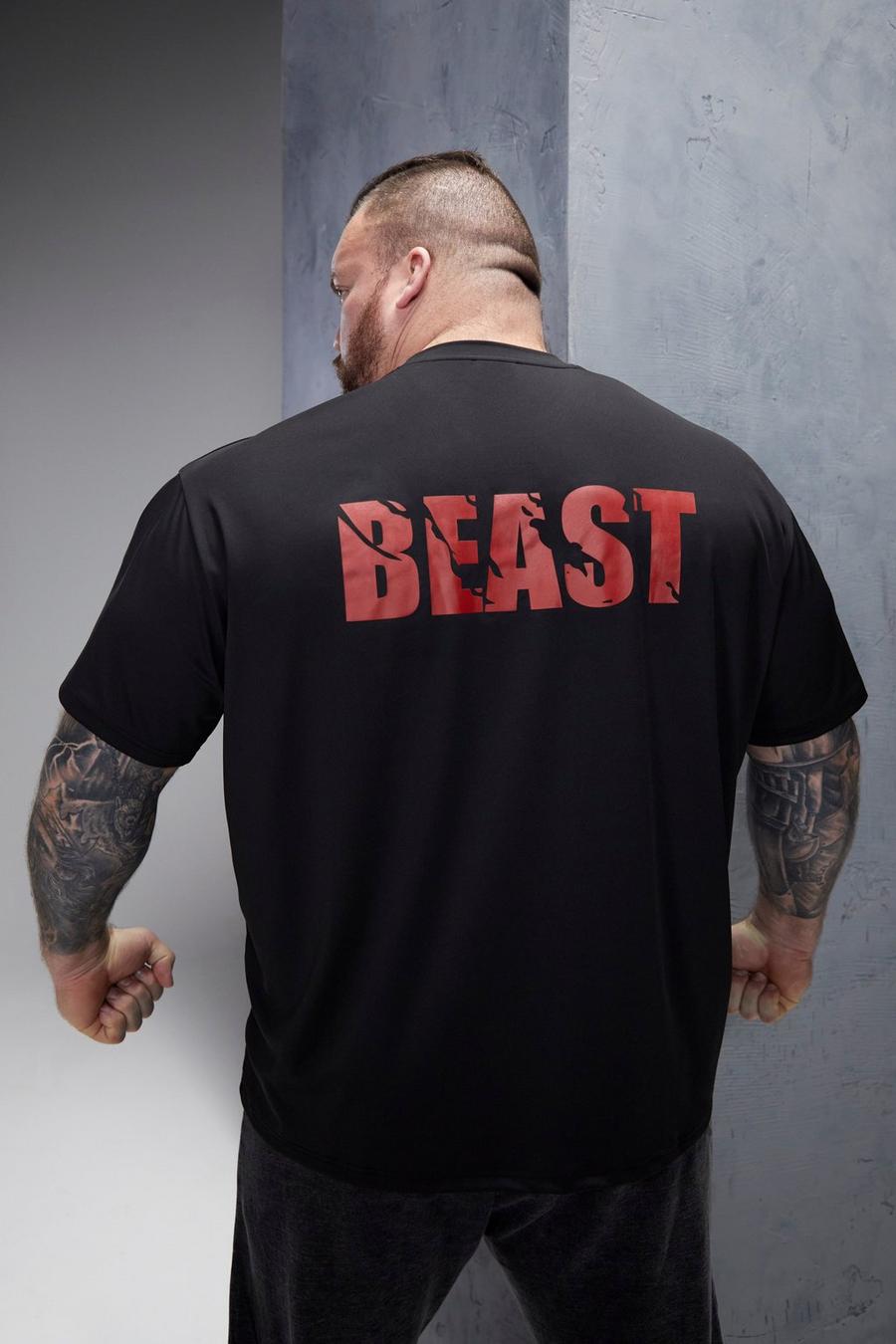 Black MAN Active Beast Oversized kortärmad träningstopp image number 1