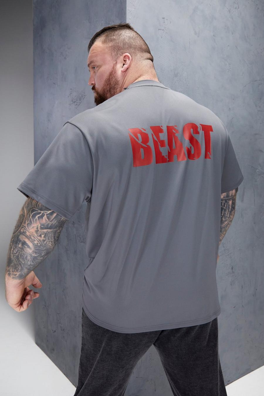 Charcoal grau Man Active Oversized Beast Performance T-Shirt  image number 1