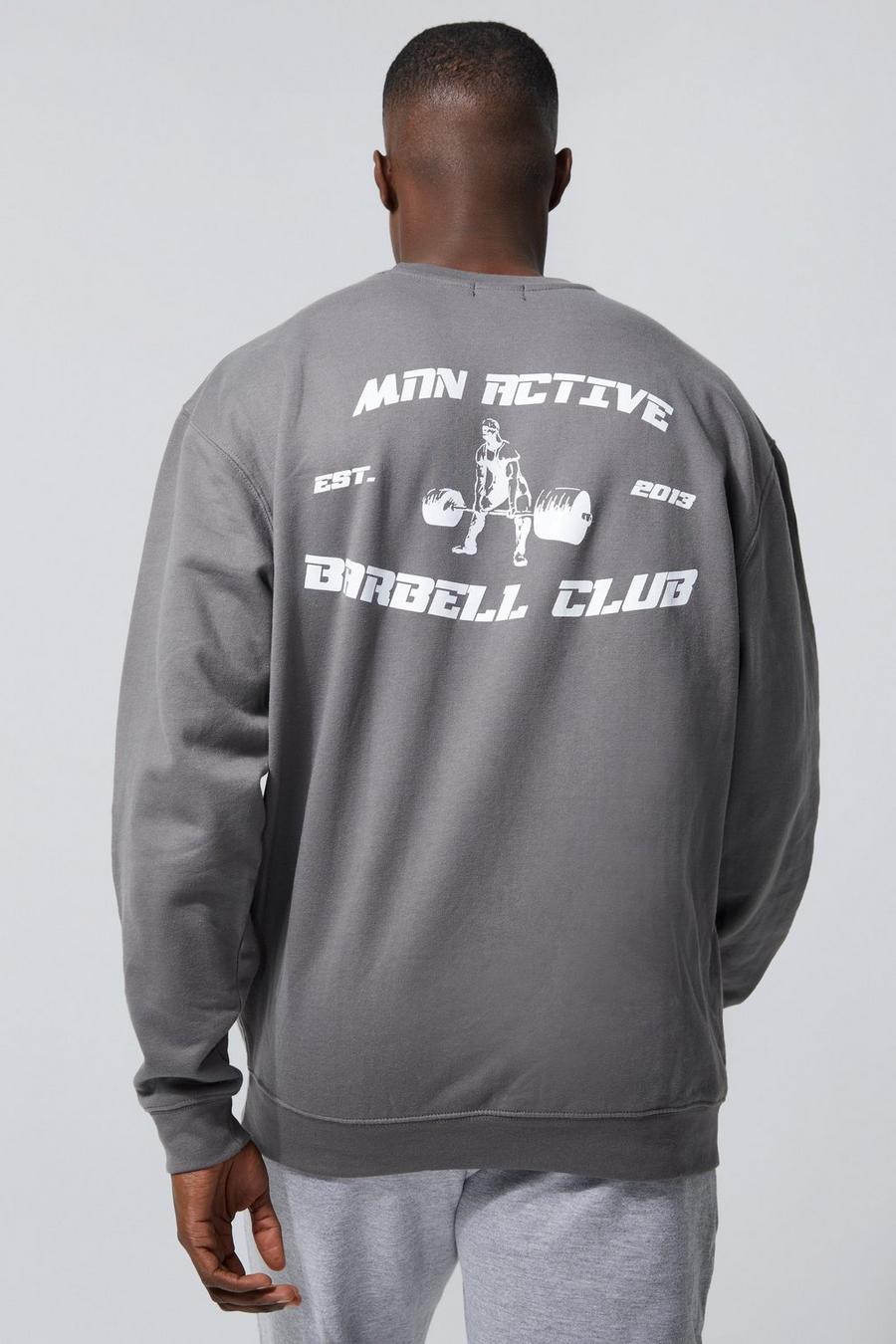 Charcoal Man Active Barbell Club Oversized Sweatshirt image number 1