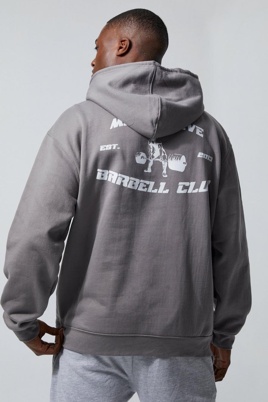 Charcoal Man Active Barbell Club Oversized Hoodie image number 1