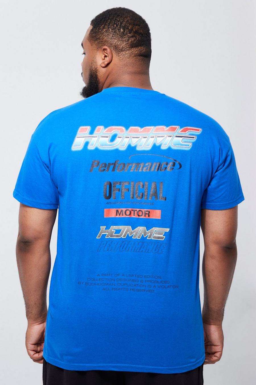 Blue Plus Moto Front And Back Print T-shirt 