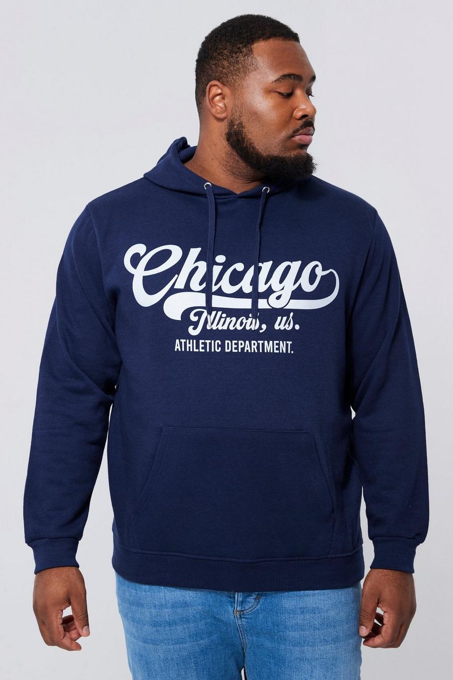 Grande taille - Sweat à capuche Chicago, Navy image number 1