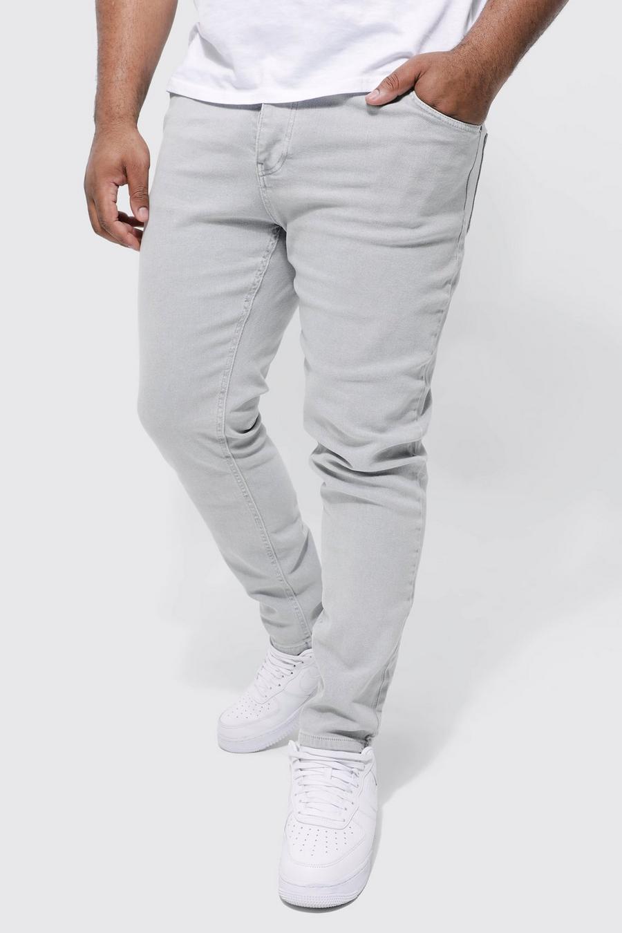 Mid grey Plus Skinny Stretch Overdyed Stone Wash Jeans  