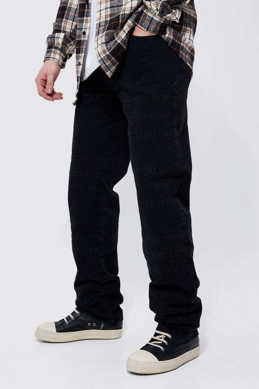 Washed black Tall Relaxed Fit All Over Panel Jeans   image number 1
