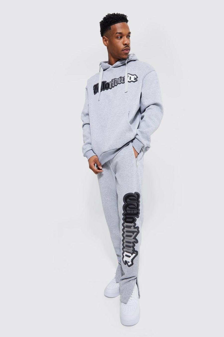 Grey marl Worldwide Chunky Drawcord Hooded Tracksuit image number 1