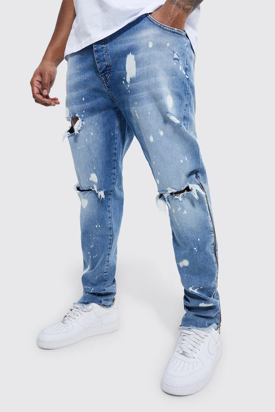 Mid blue Plus Skinny Stretch Zip Detail Jeans image number 1