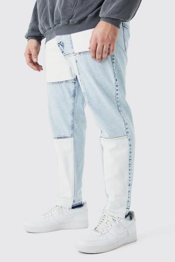 Blue Plus Tapered Patchwork Jeans