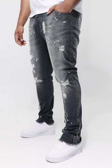 Plus Skinny Stretch Zip Detail Jeans dark grey