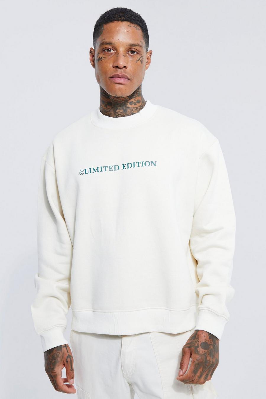 Ecru weiß Oversized Boxy Limited Edition Sweatshirt