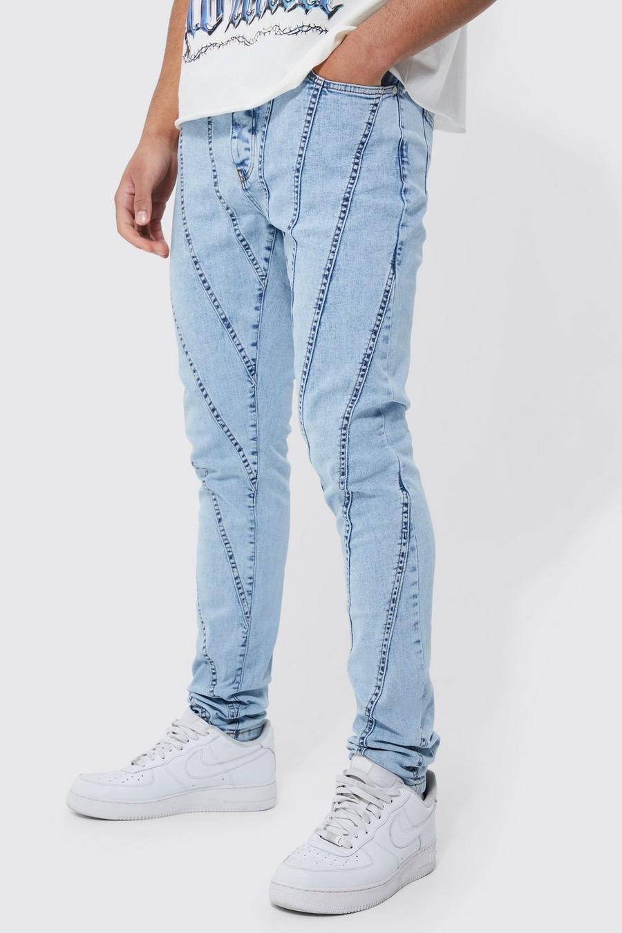 Ice blue Tall Skinny jeans med stretch och paneler image number 1