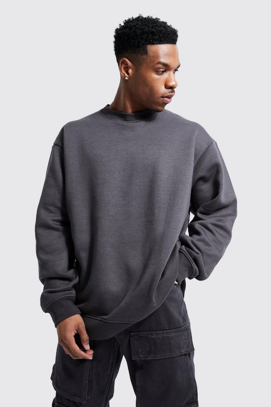 Charcoal grau Basic Oversized Sweatshirt 
