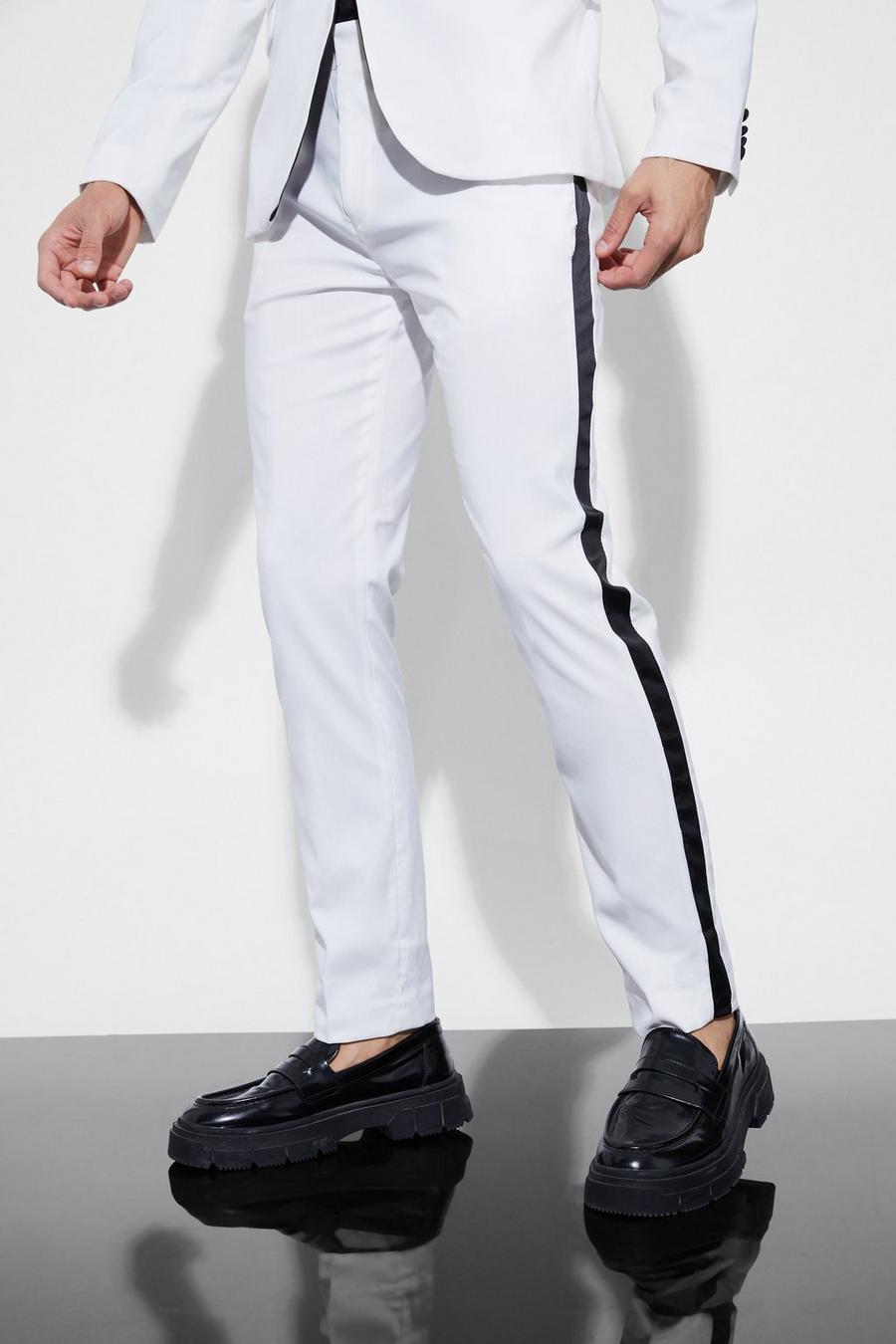 White Skinny Tuxedo Suit Trouser