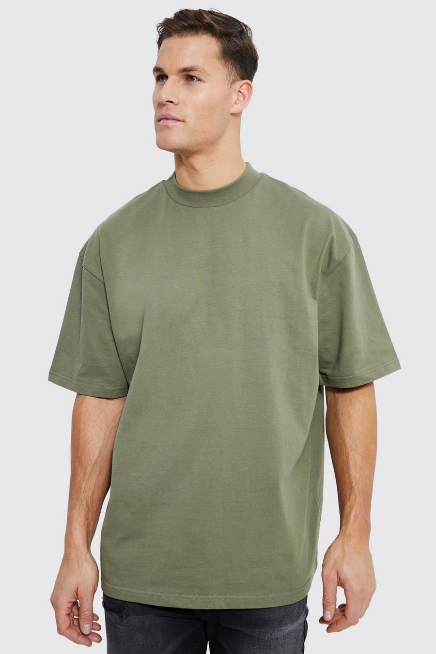Forest green Tall Oversized Extended Neck Heavy T-shirt     