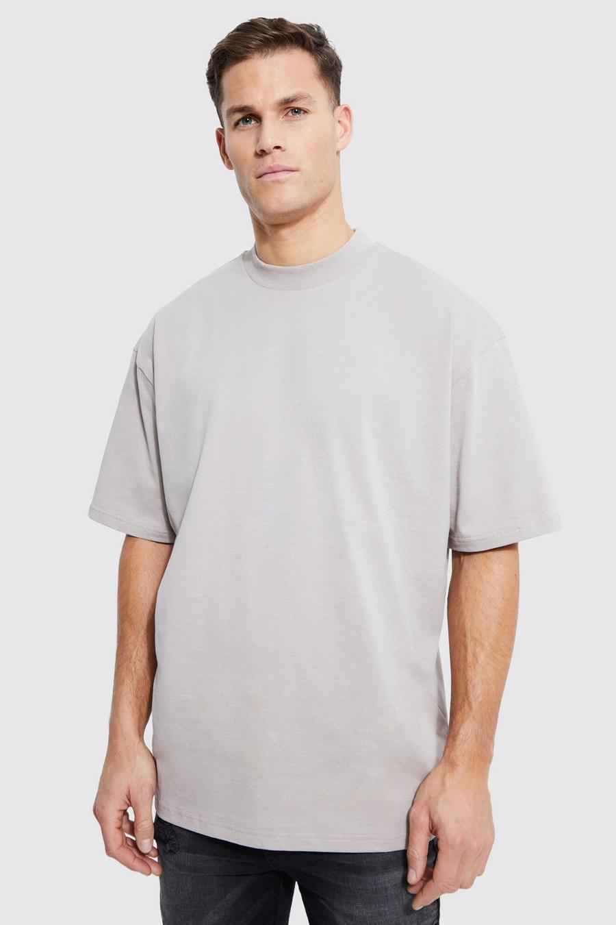 Stone beige Tall Oversized Extended Neck Heavy T-shirt  