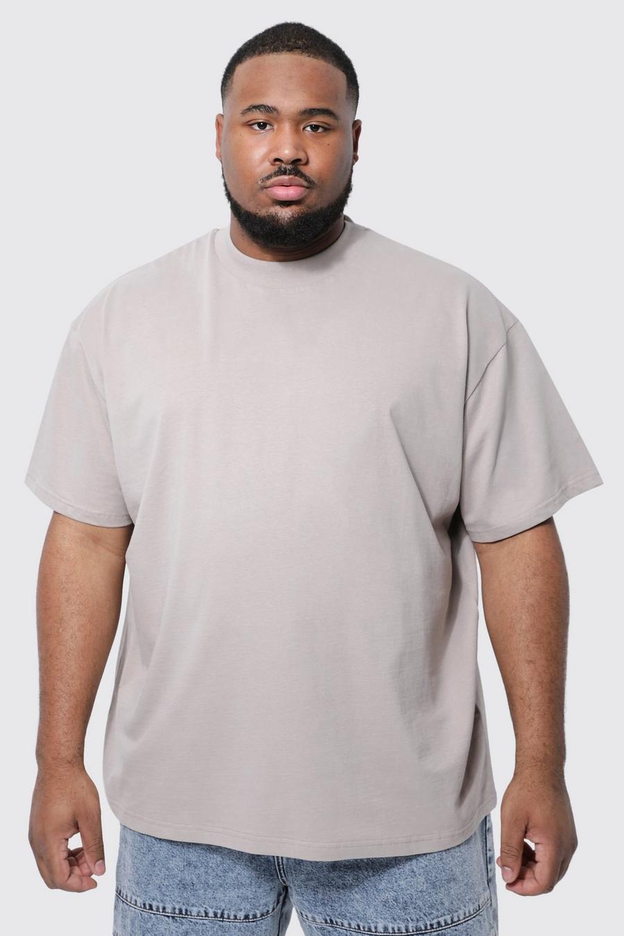 Stone beige Plus Oversized Extended Neck Heavy T-shirt    image number 1