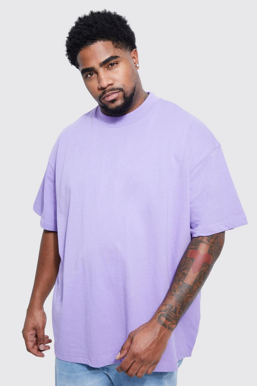 Purple Plus Oversized Extended Neck Heavy T-shirt   image number 1