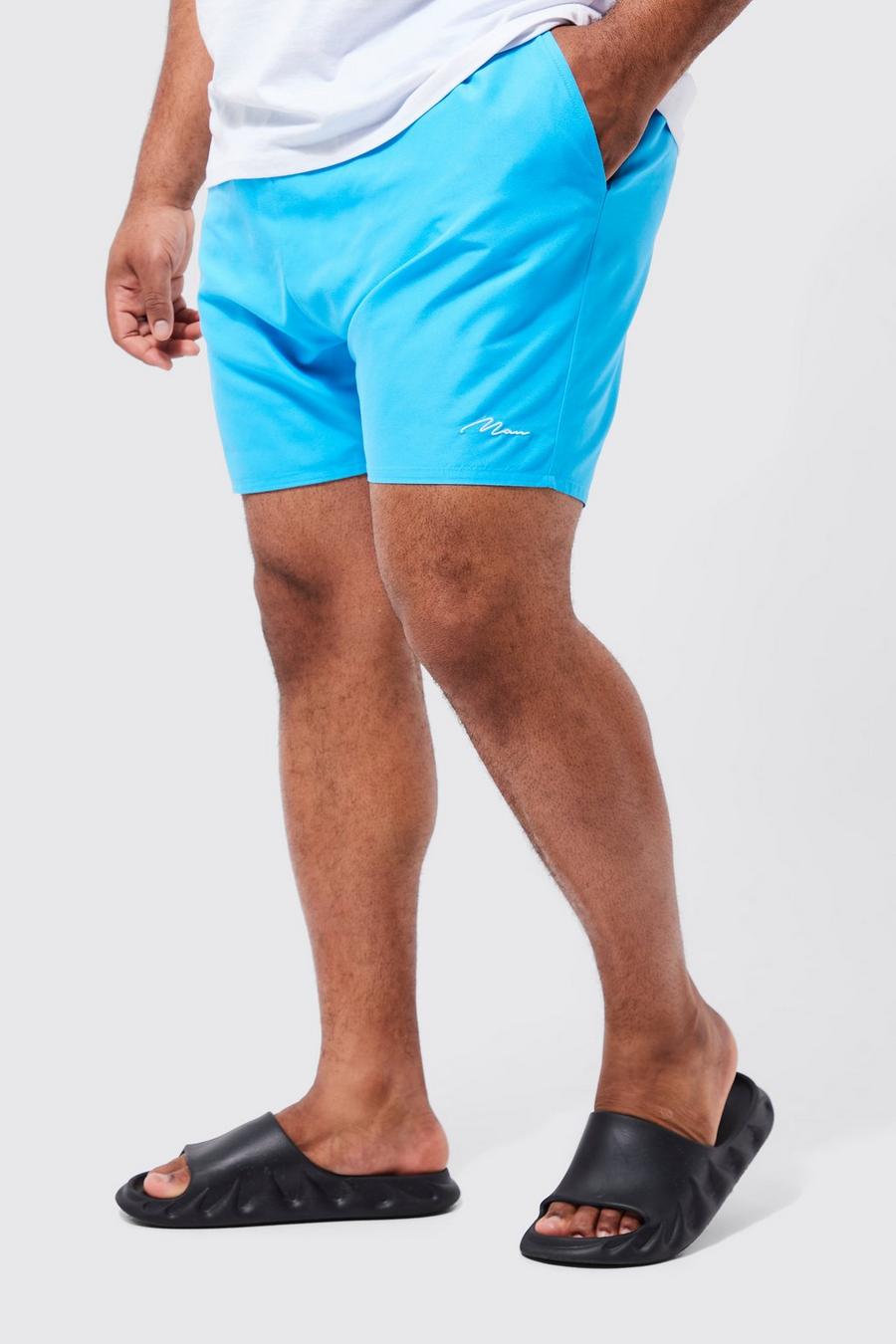 Light blue Plus Man Signature Mid Length Swim Shorts  image number 1