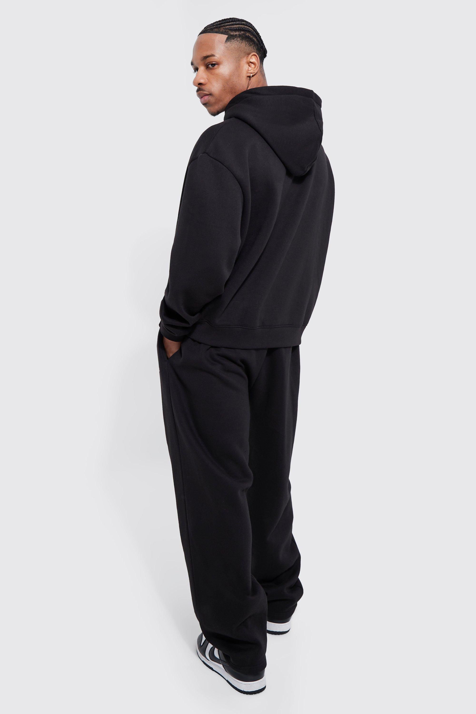 Man Script Wide Leg Hooded Tracksuit | boohoo