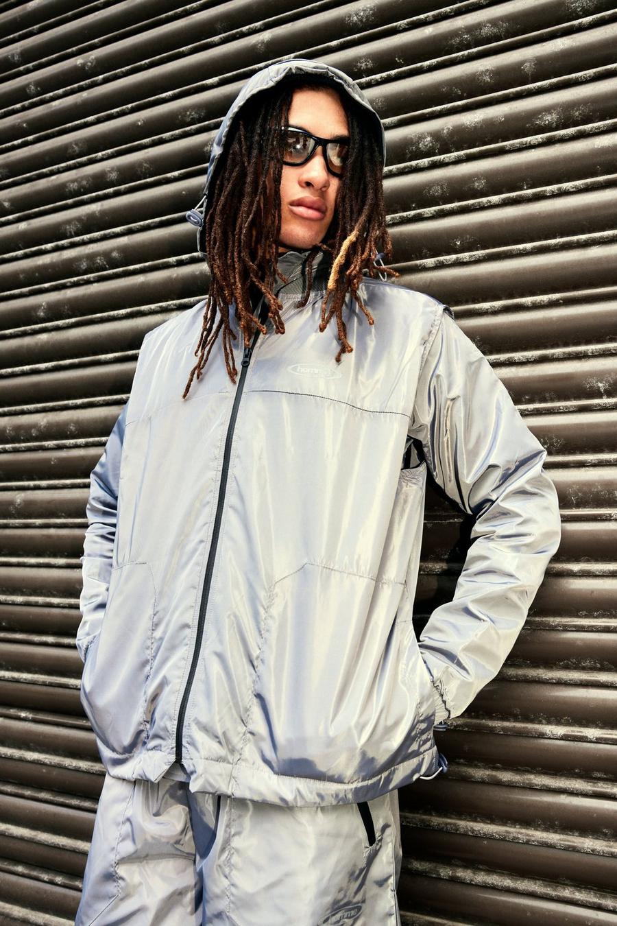 Charcoal Hooded Nylon Cagoule image number 1