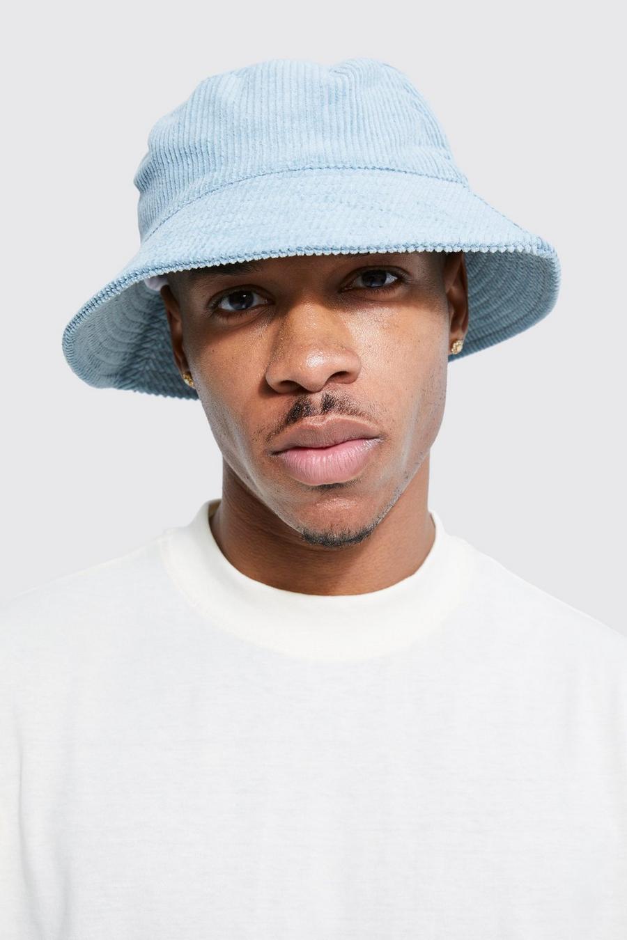 Blue bleu Cord Bucket Hat