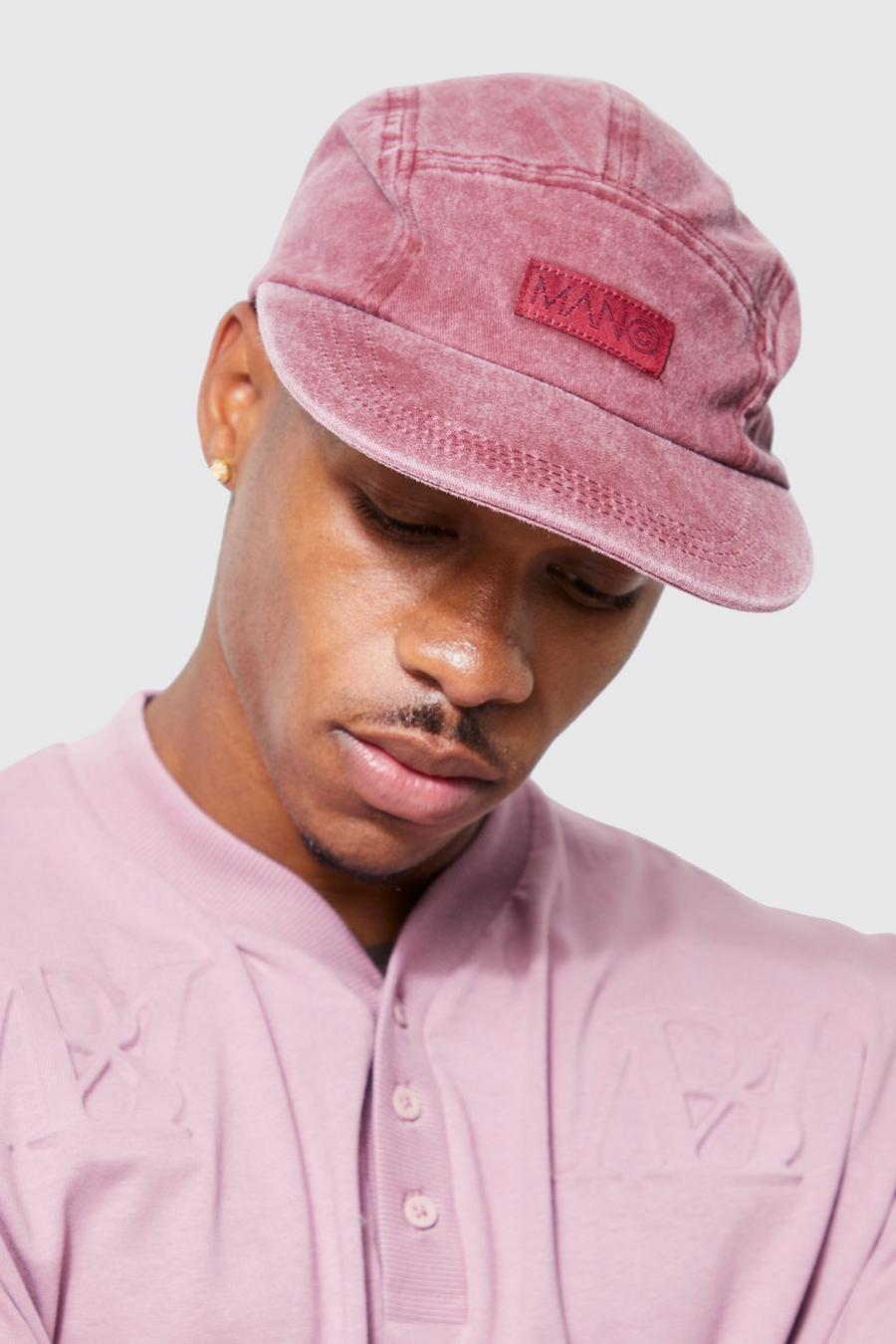 Burgundy rosso Washed 5 Panel Cap image number 1