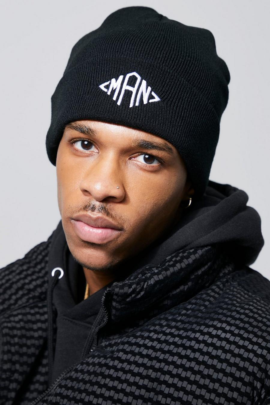 Black Man Embroidered Beanie image number 1
