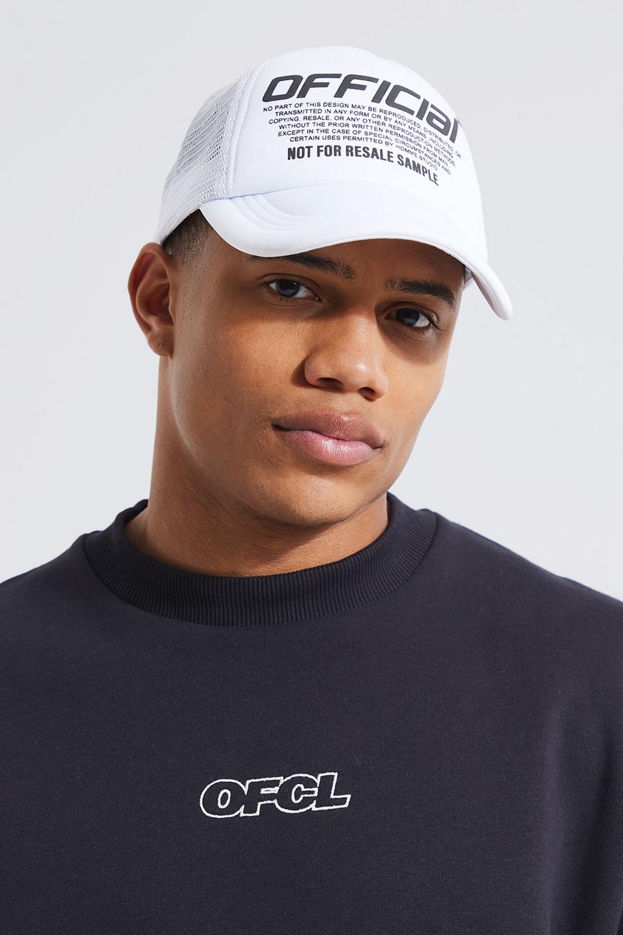 White Official Embroidered Trucker Cap image number 1