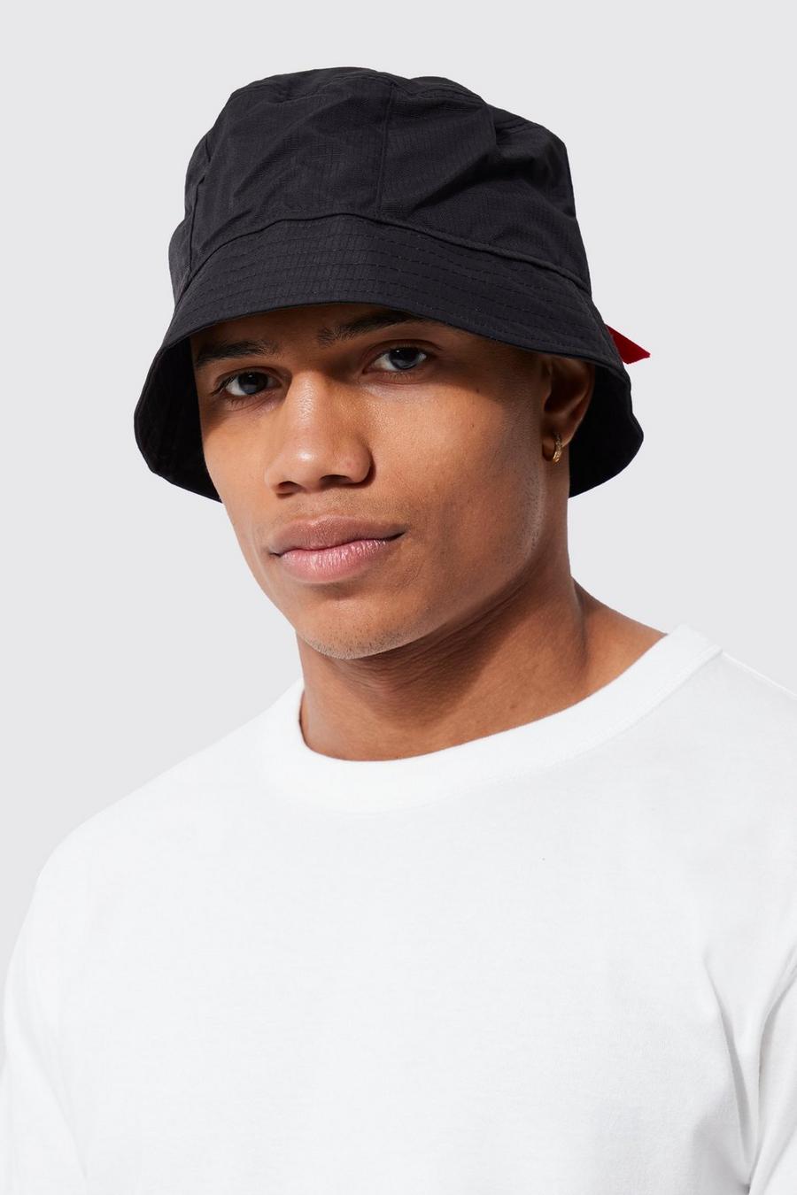 Black Ripstop Nylon Bucket Hat