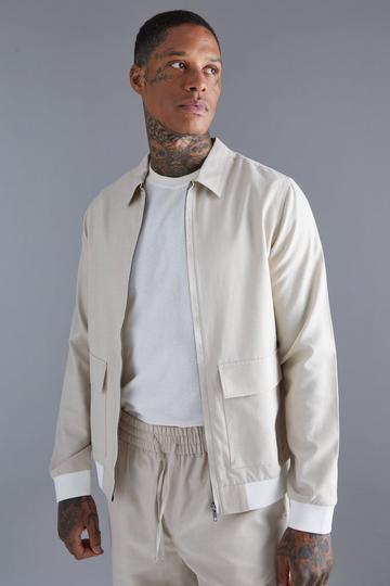 Beige Linen Harrington