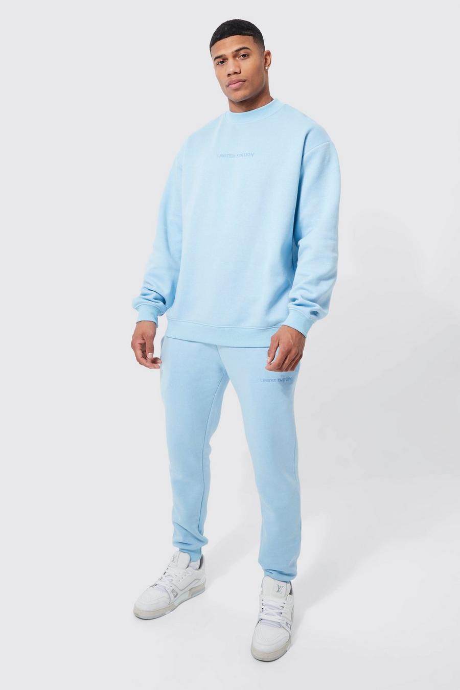 Blue Lightweight Oversized Sweatshirt Tracksuit image number 1