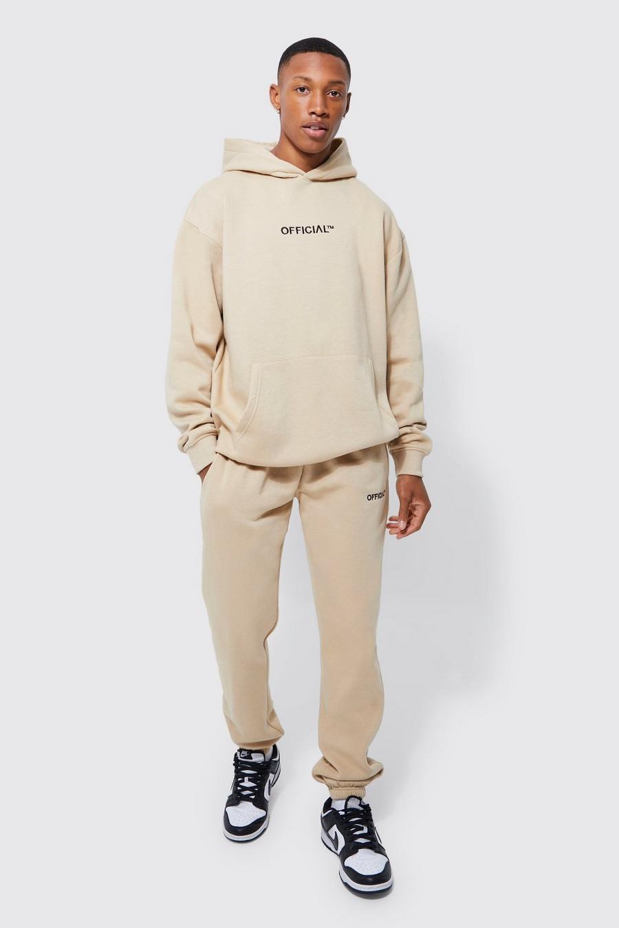 Taupe Lightweight Oversized Official Hooded Tracksuit image number 1