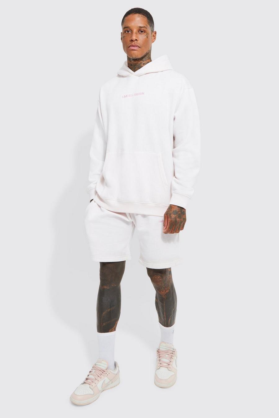Pale pink Lightweight Oversized Hooded Short Tracksuit