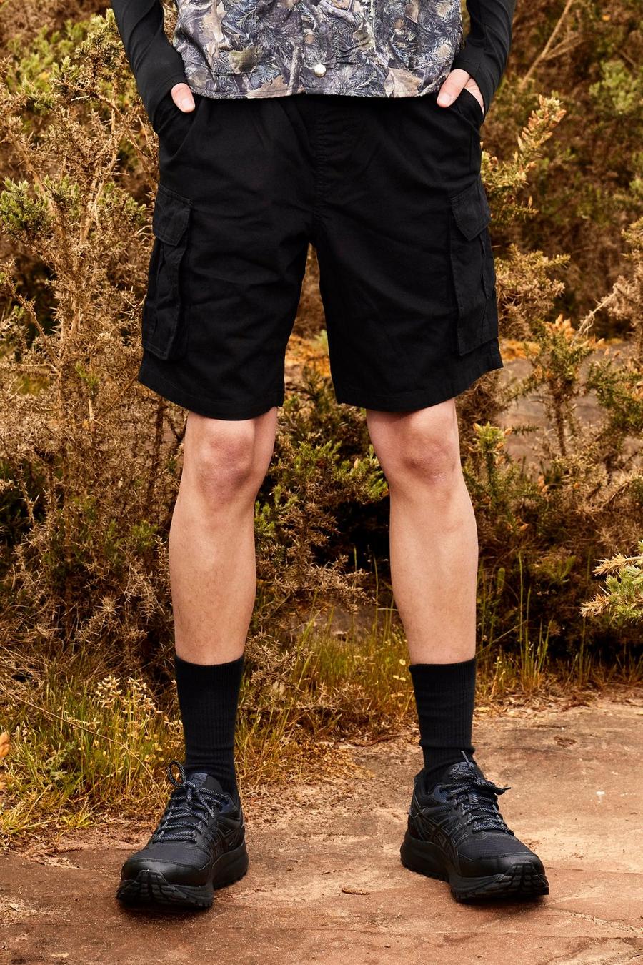 Lockere Cargo-Shorts, Black