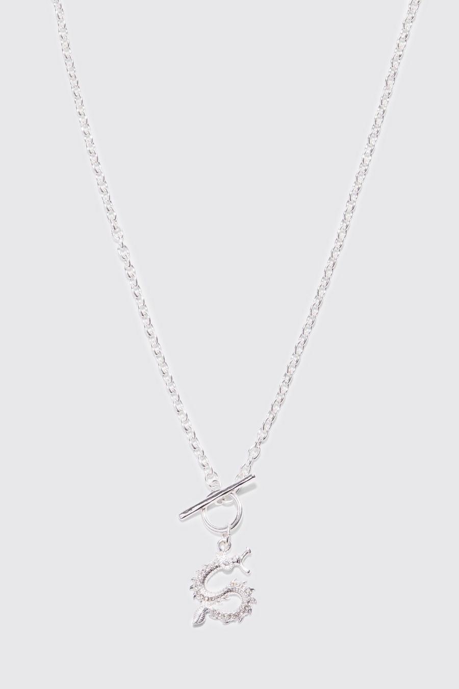 Silver Dragon Charm Chain Necklace image number 1