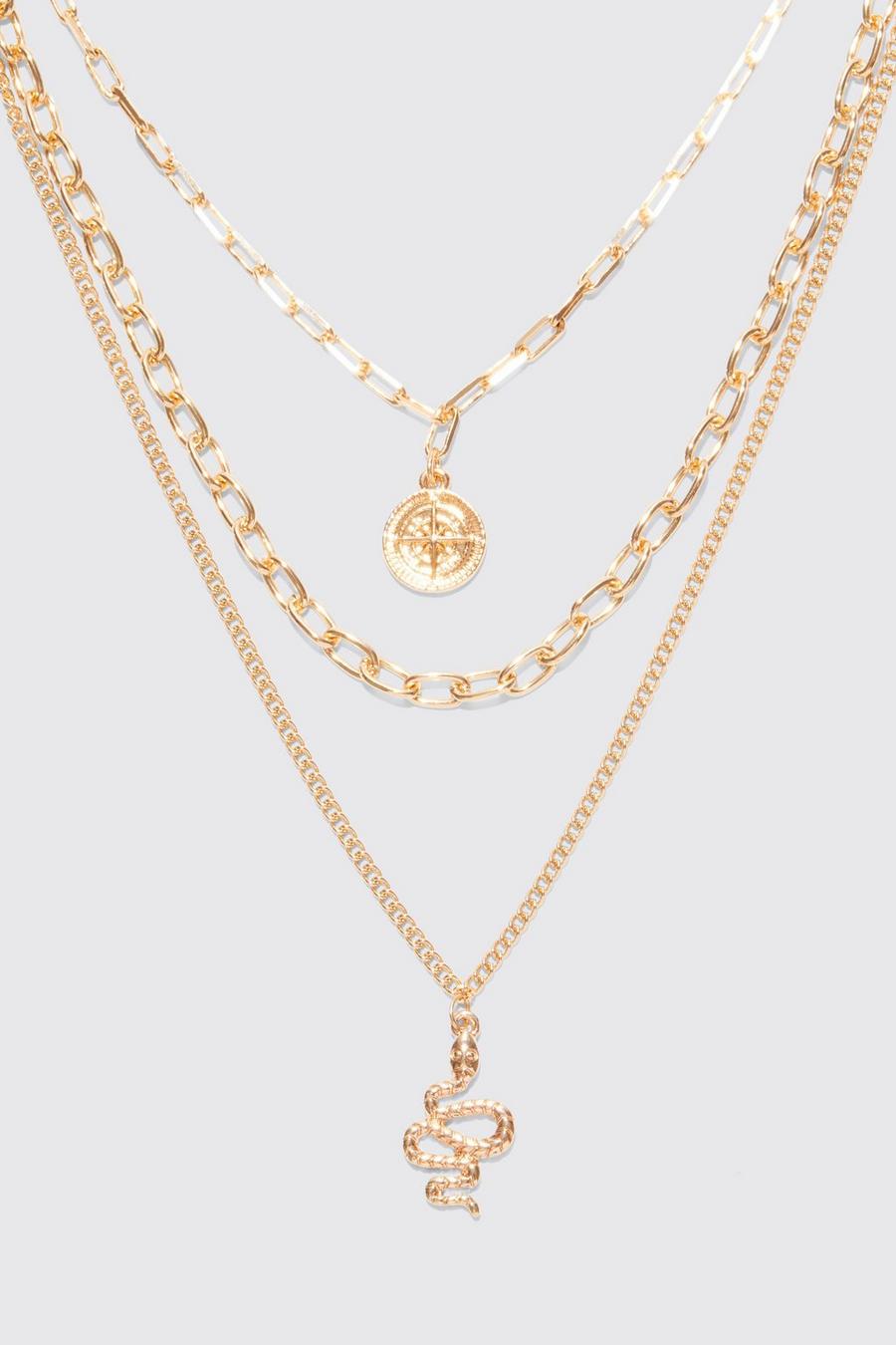 Gold metallizzato Multi Layer Snake Charm Necklace